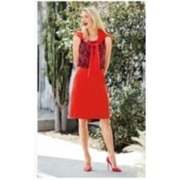 Cabi Womens red knee length pencil skirt size 10 back zipper closure pockets - Picture 1 of 10